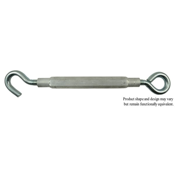 Midwest Fastener 1/2" x 12" Zinc Plated Steel Eye-Hook Turnbuckle 5PK 52362